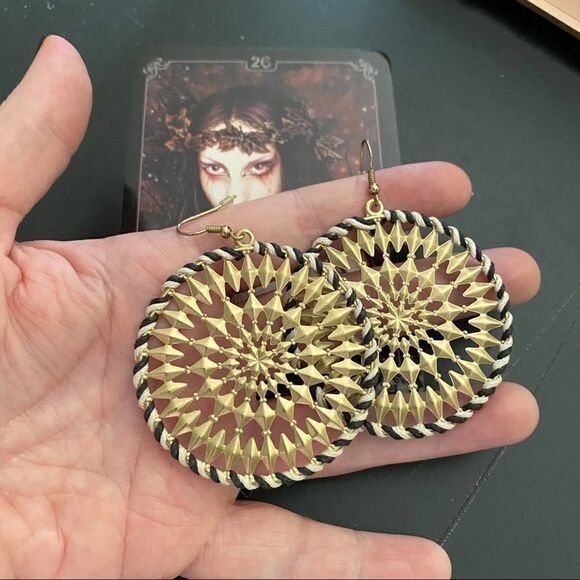 Gold Circle Fashion Earrings - Picture 3 of 4